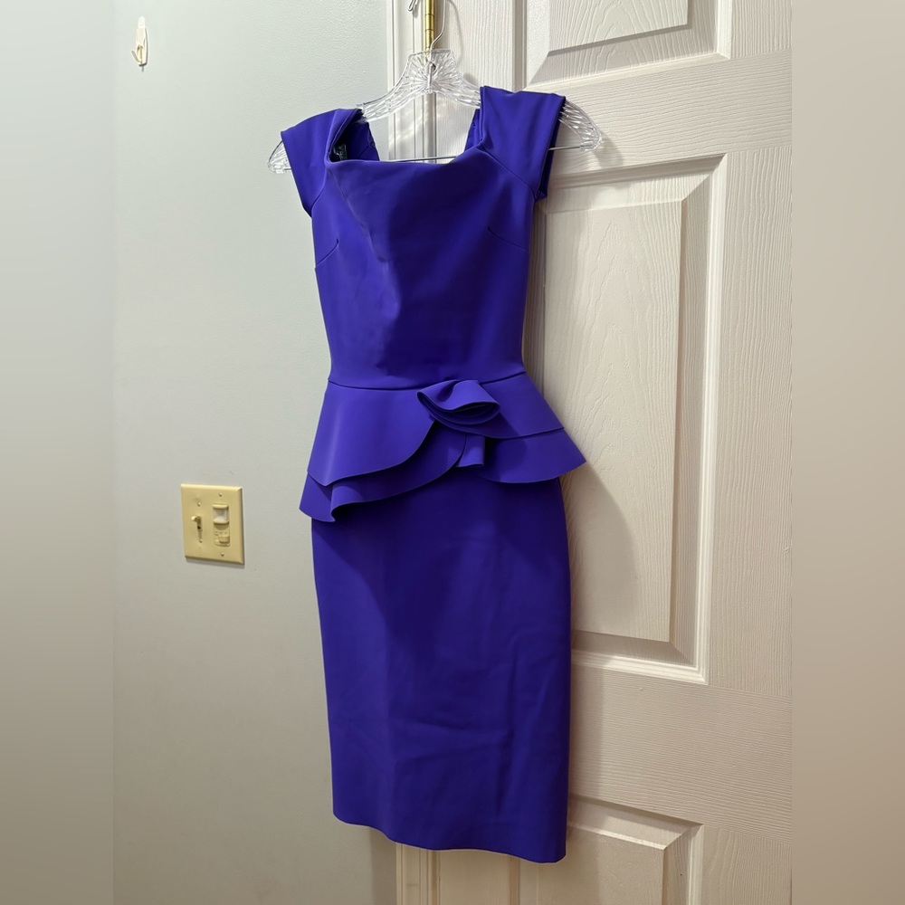 Chiara Boni La Petite Robe Peplum Ruffle Dress Purple Size 2 NWT